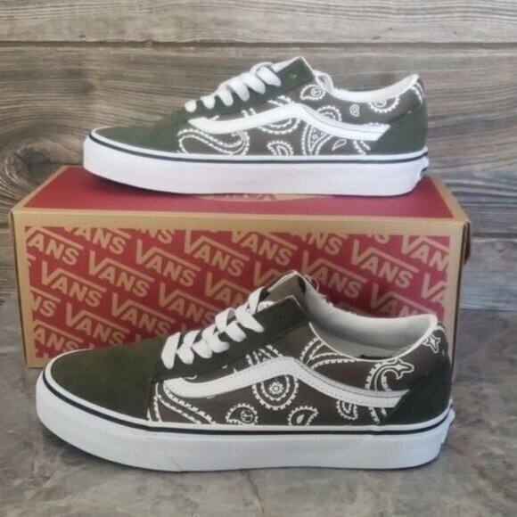 New Vans Old Skool Womens Peace Paisley Green Sneakers Size 7 Skater Grunge - Picture 2 of 10